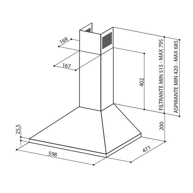 Acquista online VALUE black BK 60 wall kitchen hood extractor filter Faber